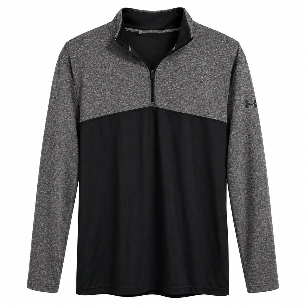 Under Armour Gray Mens Color Block Quarter Zip Pullover Lightweight Sweater XL